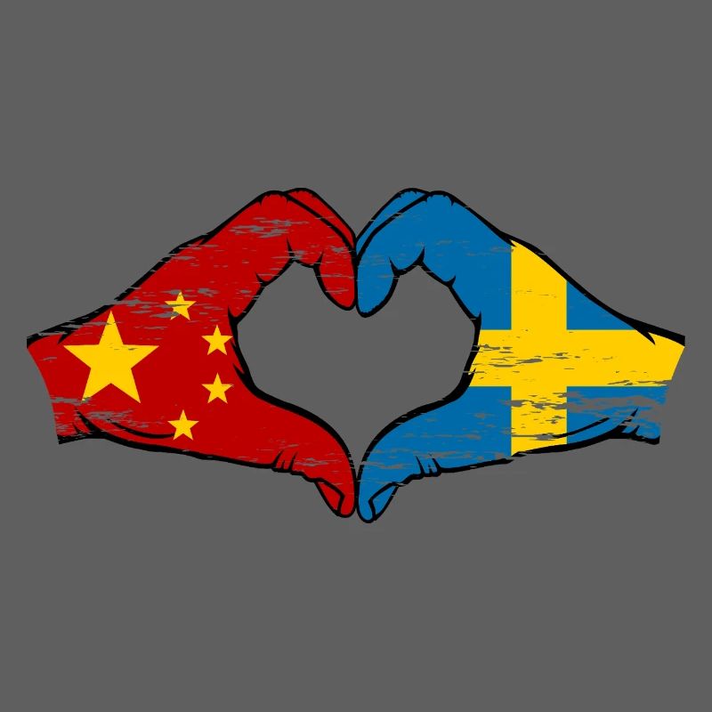 Chine Suède drapeau mains forme de coeur utilisé
