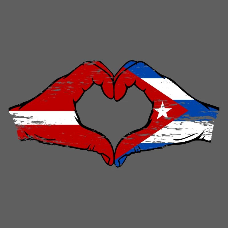 Lettonie Cuba Drapeau Mains Coeur Forme Utilisé