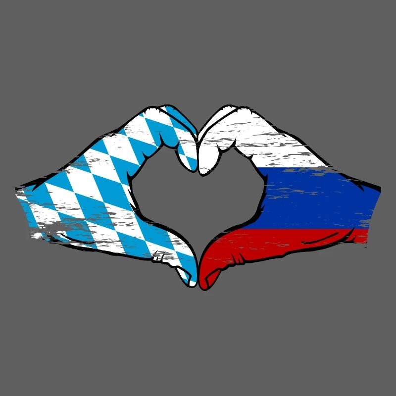 Bavière, Russie, Drapeau, Mains, Forme de coeur Utilisé