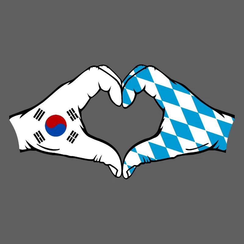 Corée du Sud Bavaroise Drapeau Mains Coeur Forme
