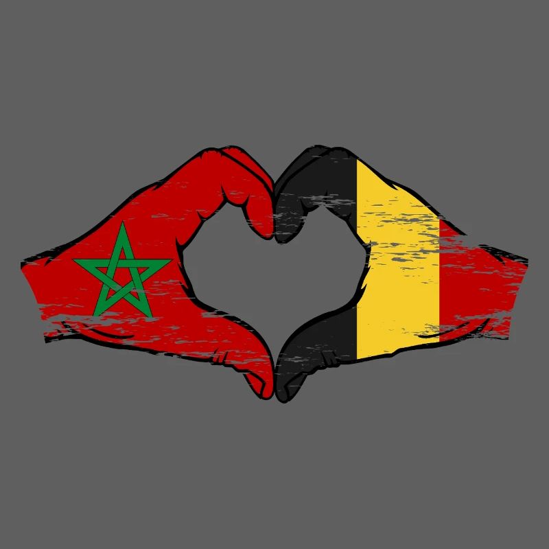 Drapeau du Maroc Belgique mains forme de coeur utilisé