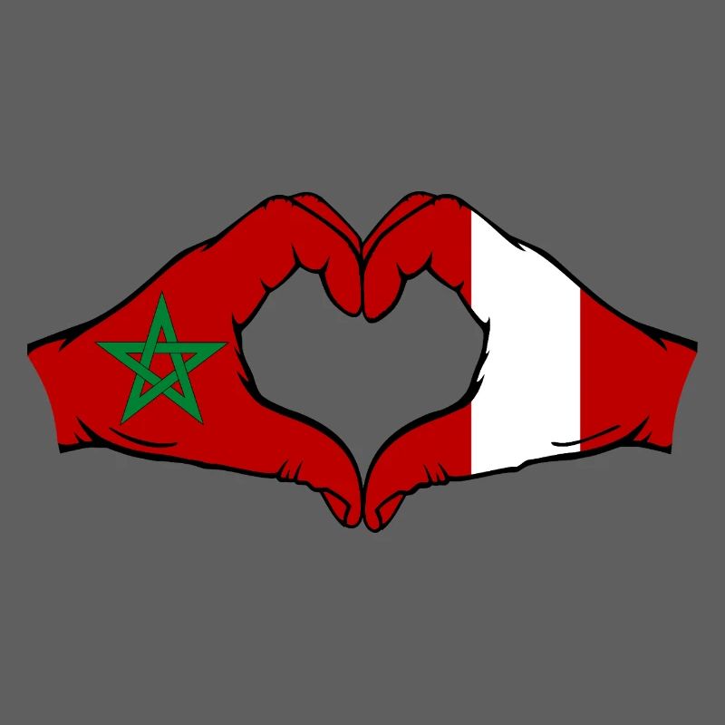 Maroc Pérou Drapeau Mains Coeur Forme