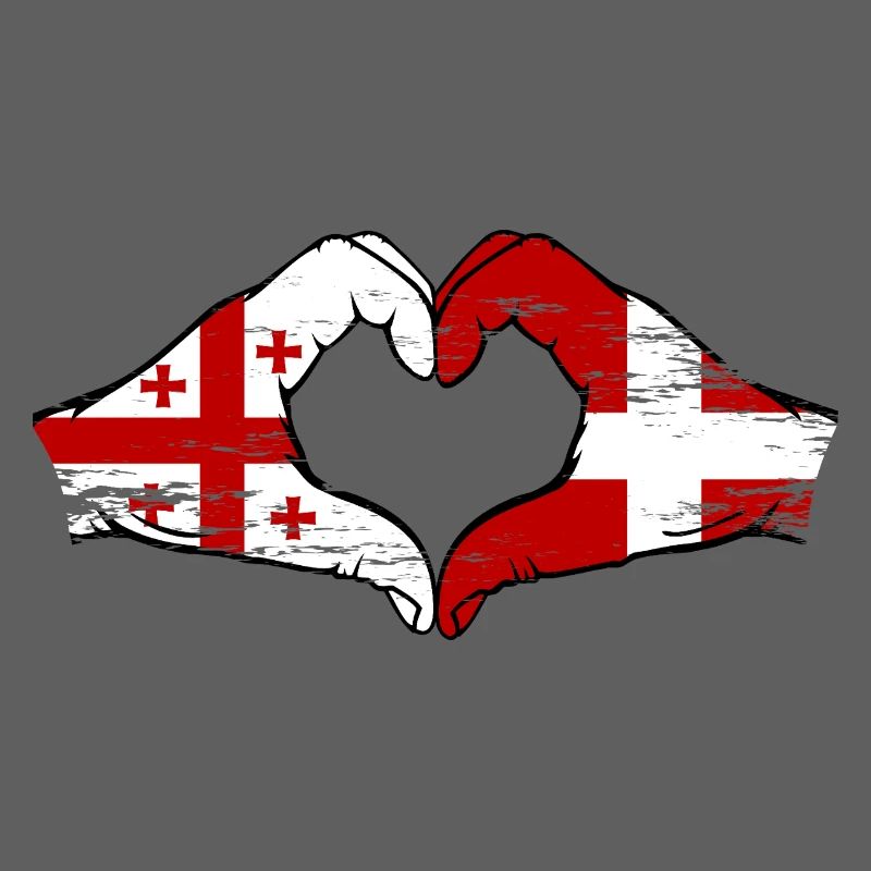 Géorgie Danemark Drapeau Mains Coeur Forme Utilisé