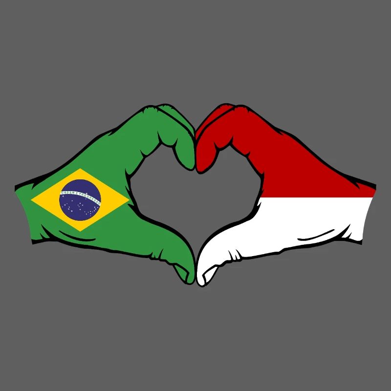 Brésil Monaco Drapeau Main Coeur Forme