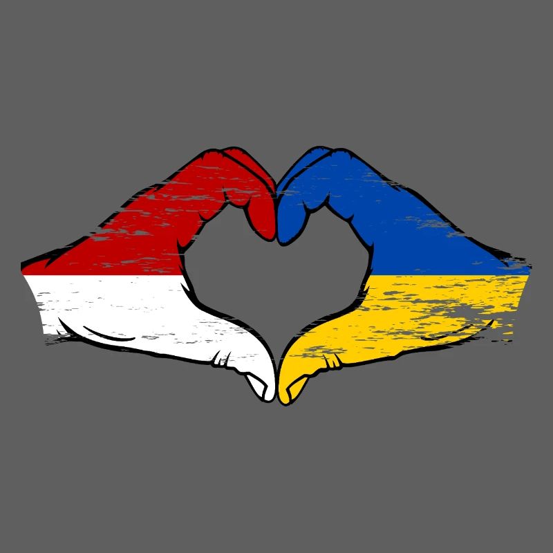Monaco Ukraine Drapeau Forme Main Forme Coeur Utilisé