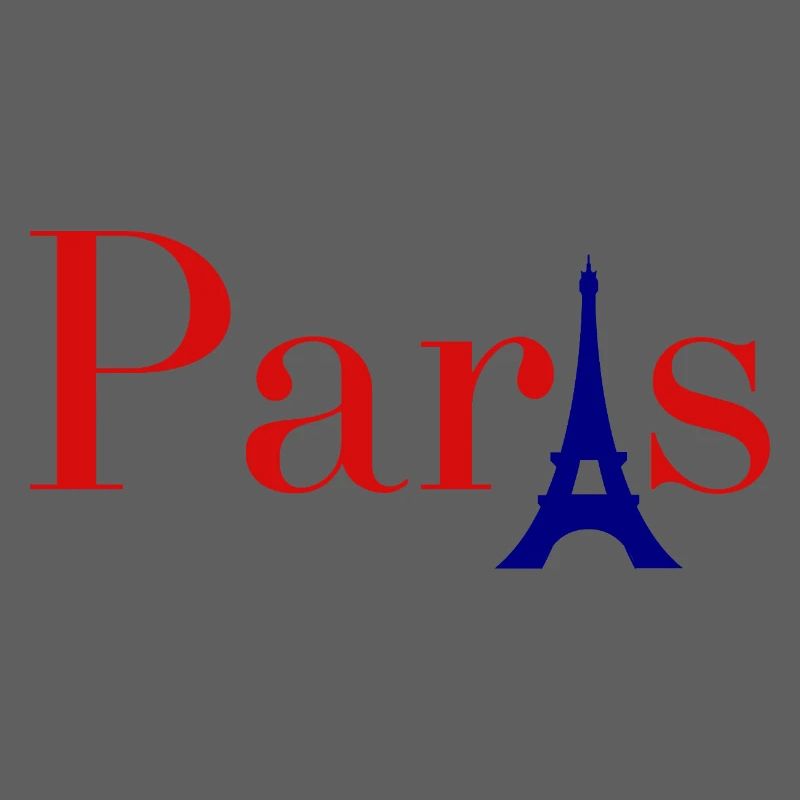 Texte rouge de Paris avec la Tour Eiffel bleue