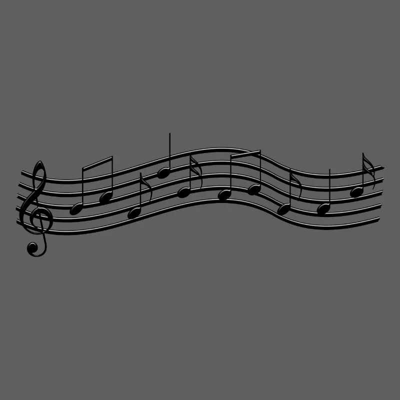 Musical notes on wavy stave
