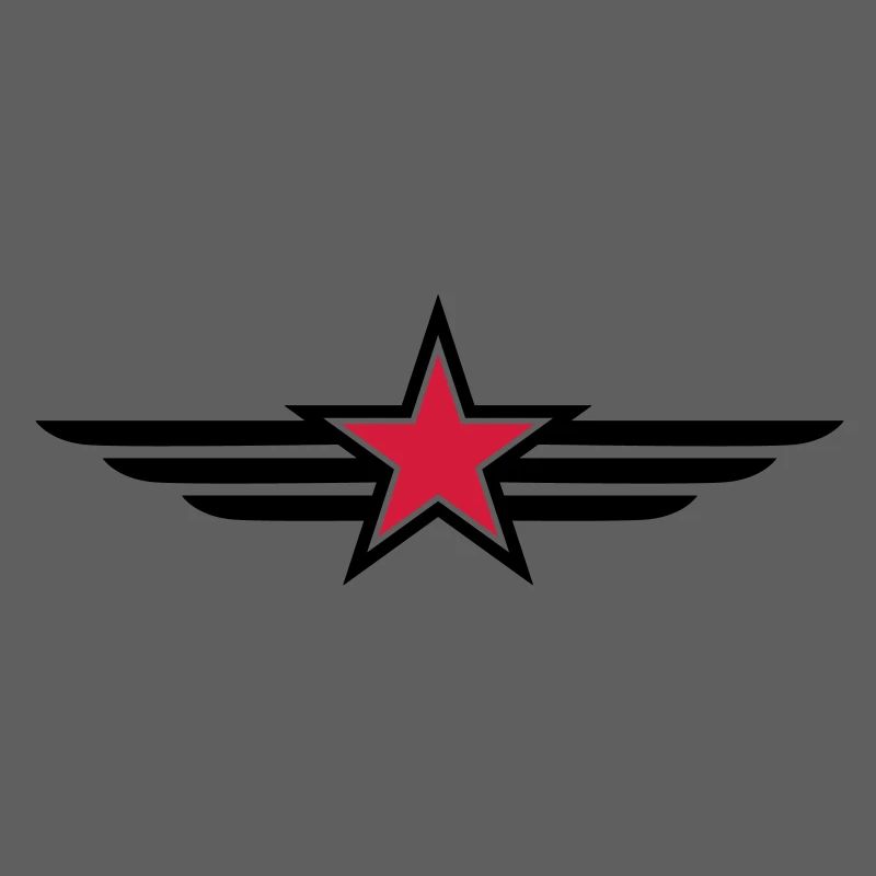 sharp red star black outline with 'wings'