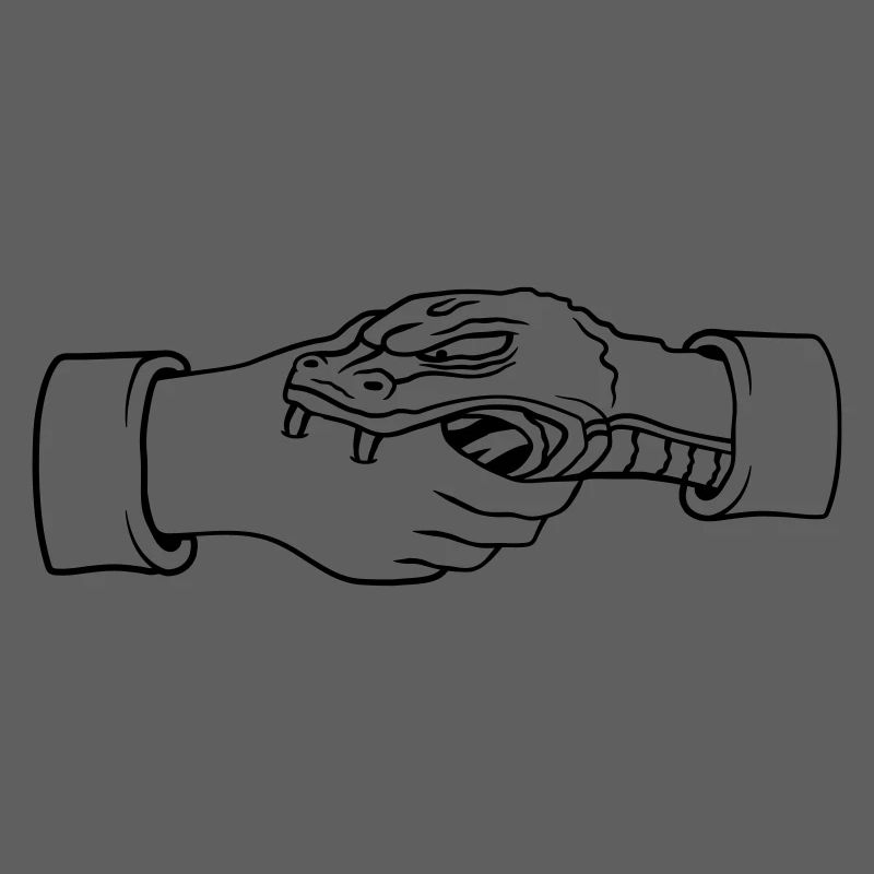 Shaking hands Snake bites hand