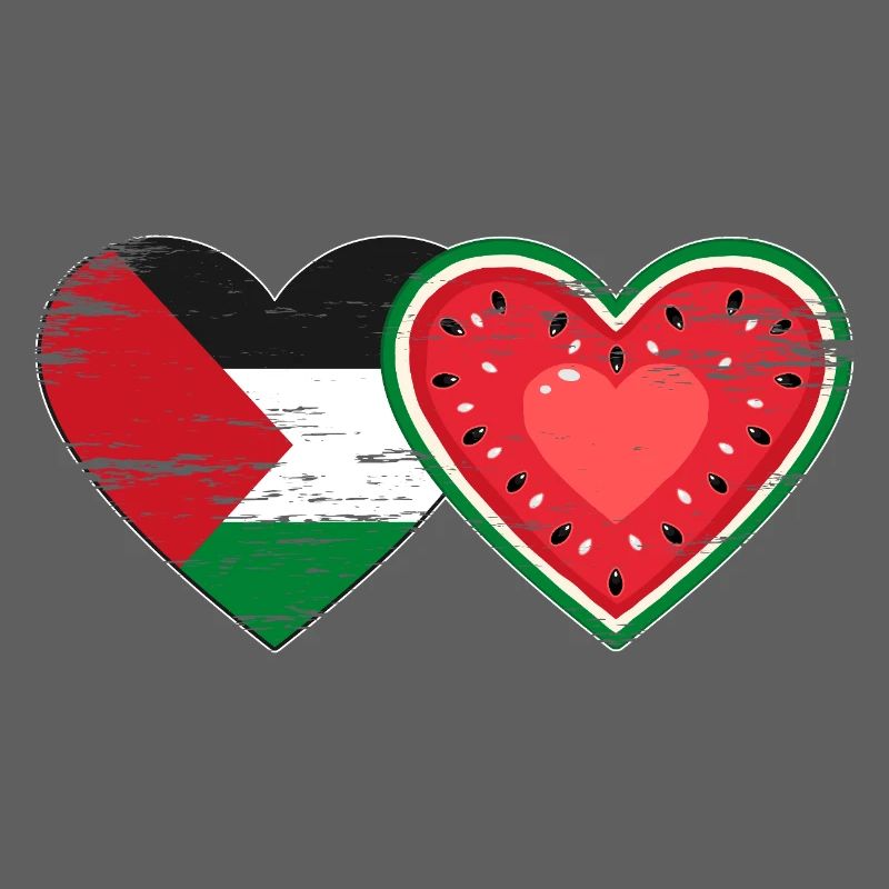 Palestine pastèque drapeau coeur utilisé