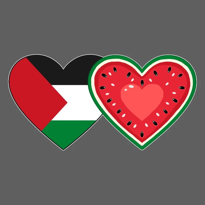 Drapeau pastèque de Palestine Coeur