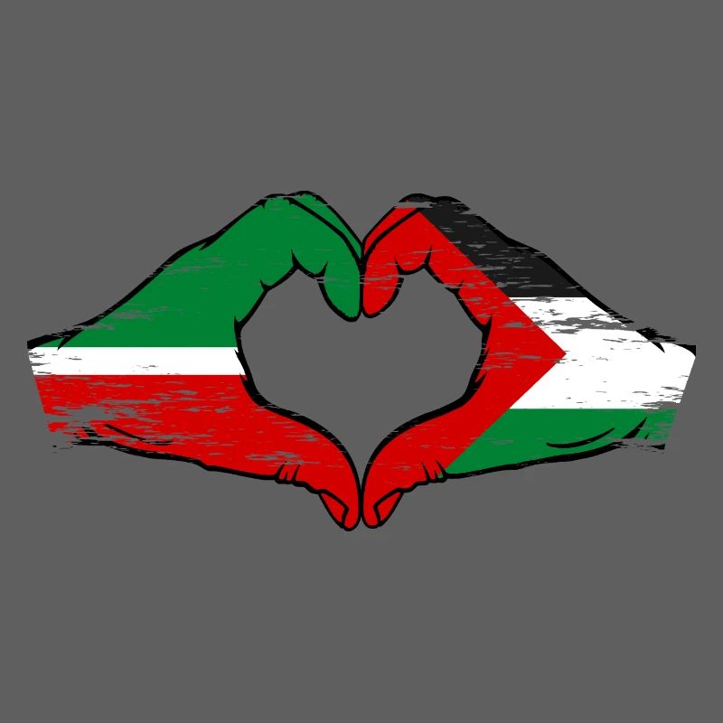 Tatarstan Palestine drapeau mains forme de coeur utilisé