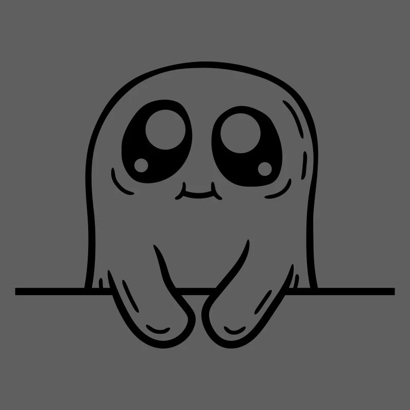 Cartoon Geist hinter Mauer