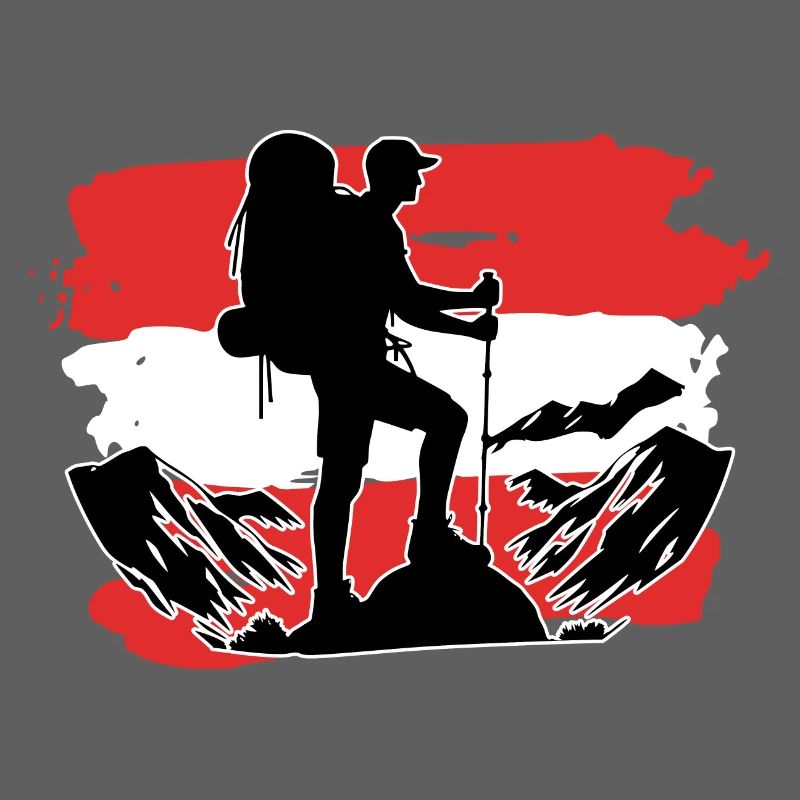Austria Flag Hiking Hikers