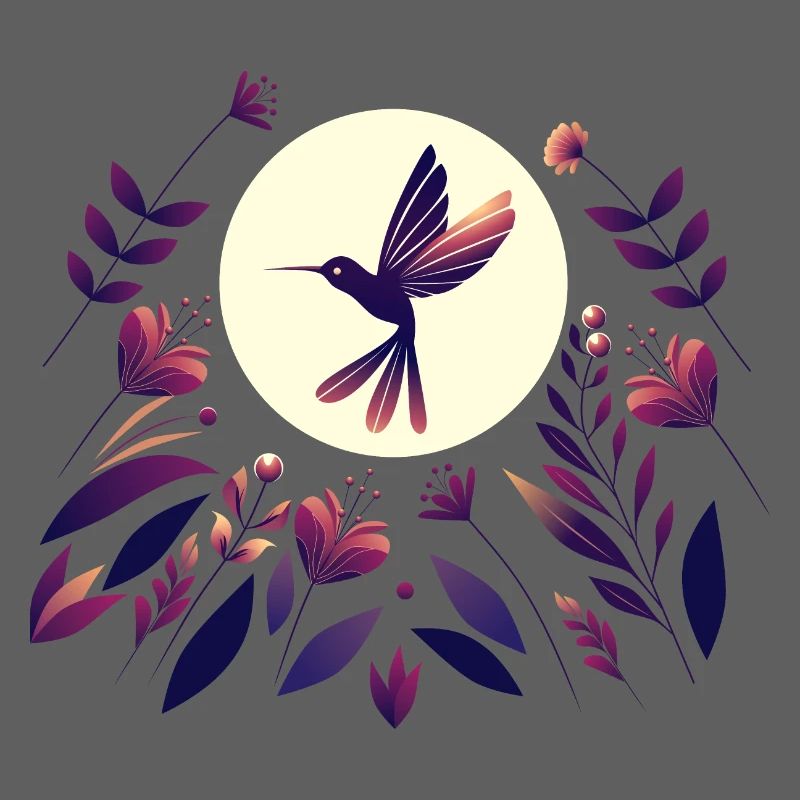 Colibri dans le champ de fleurs