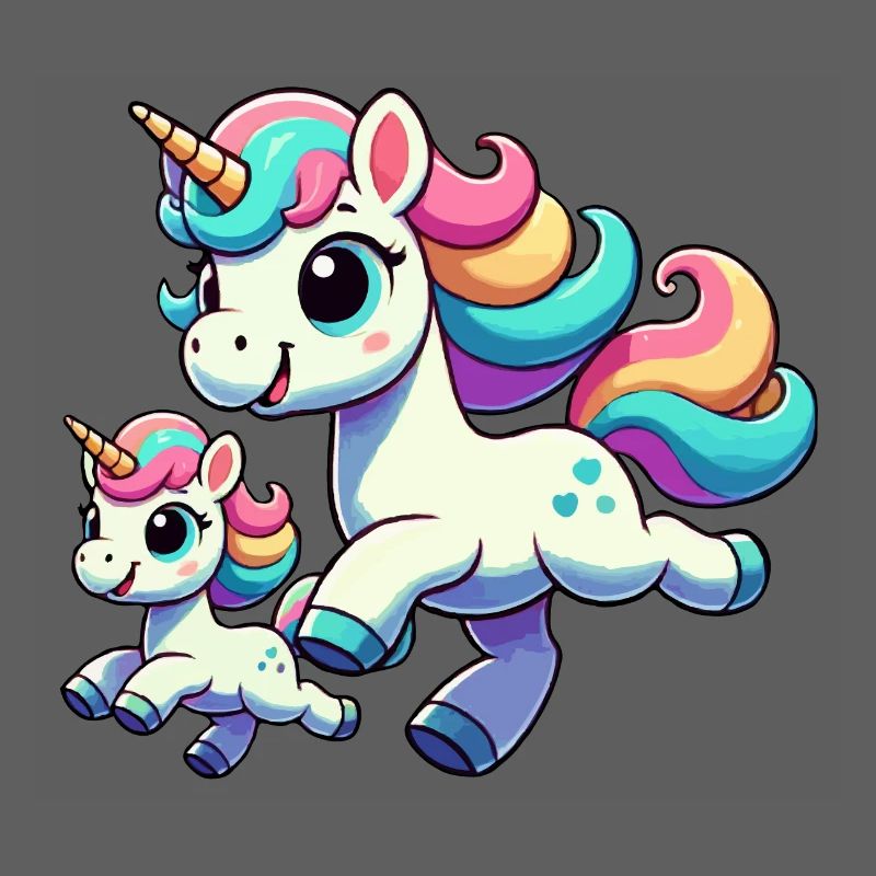 Einhorn-Mutter mit Kind