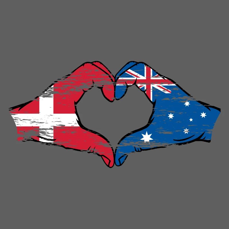 Danemark Australie drapeau forme coeur utilisé