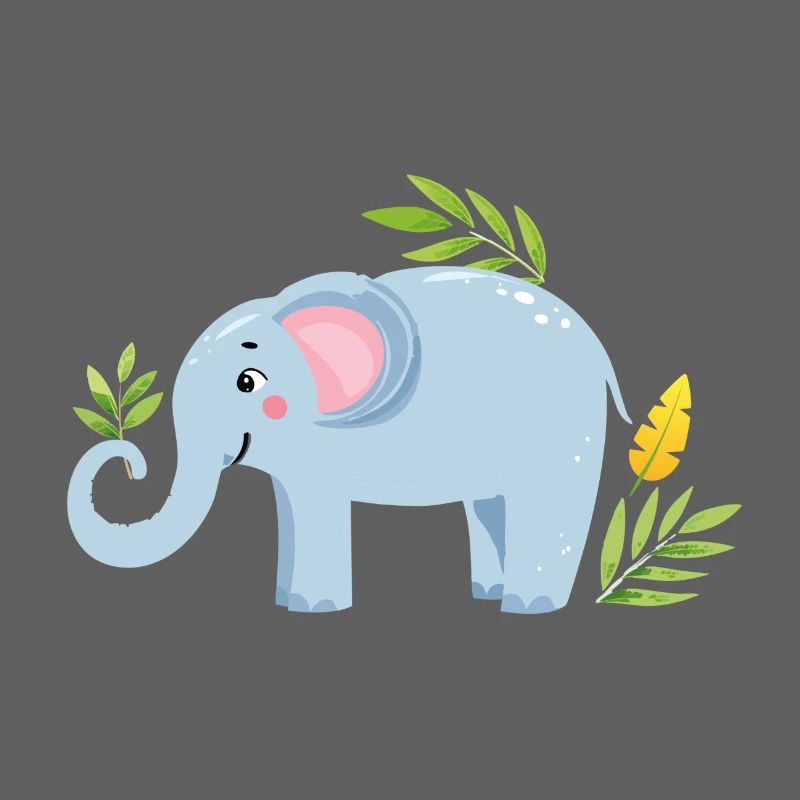 Bébé éléphant avec une feuille