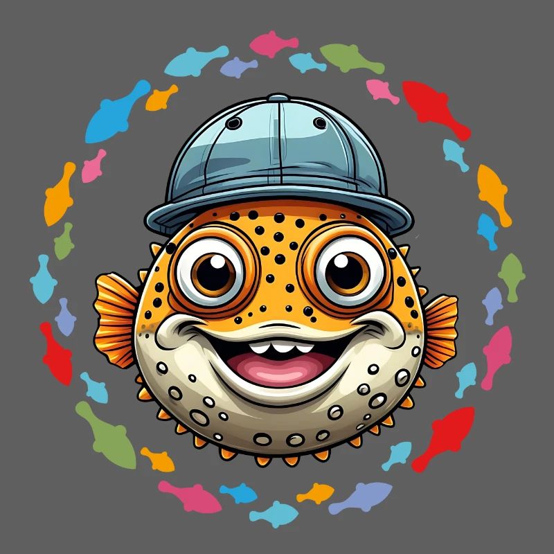 Cooler Kugelfisch mit Basecap