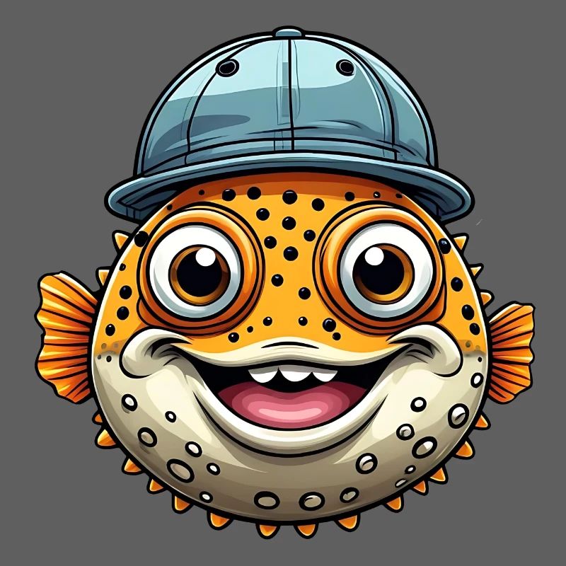 Cooler Kugelfisch mit Basecap
