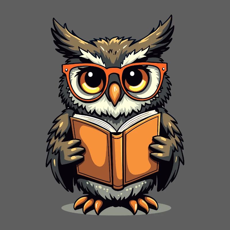 Süße Eule mit Brille auf Buch