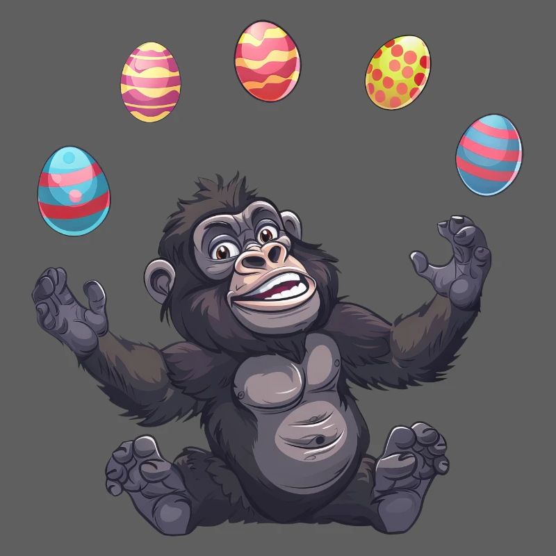Ostern Gorilla Jongleur mit Eiern