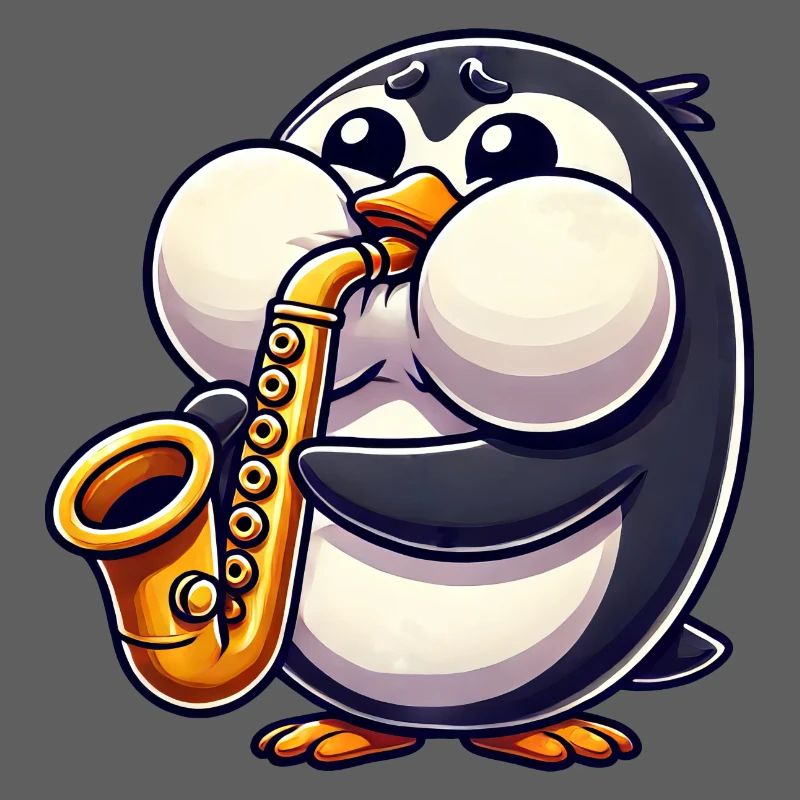 Penguin Saxophone Classical Music Thick Cheeks