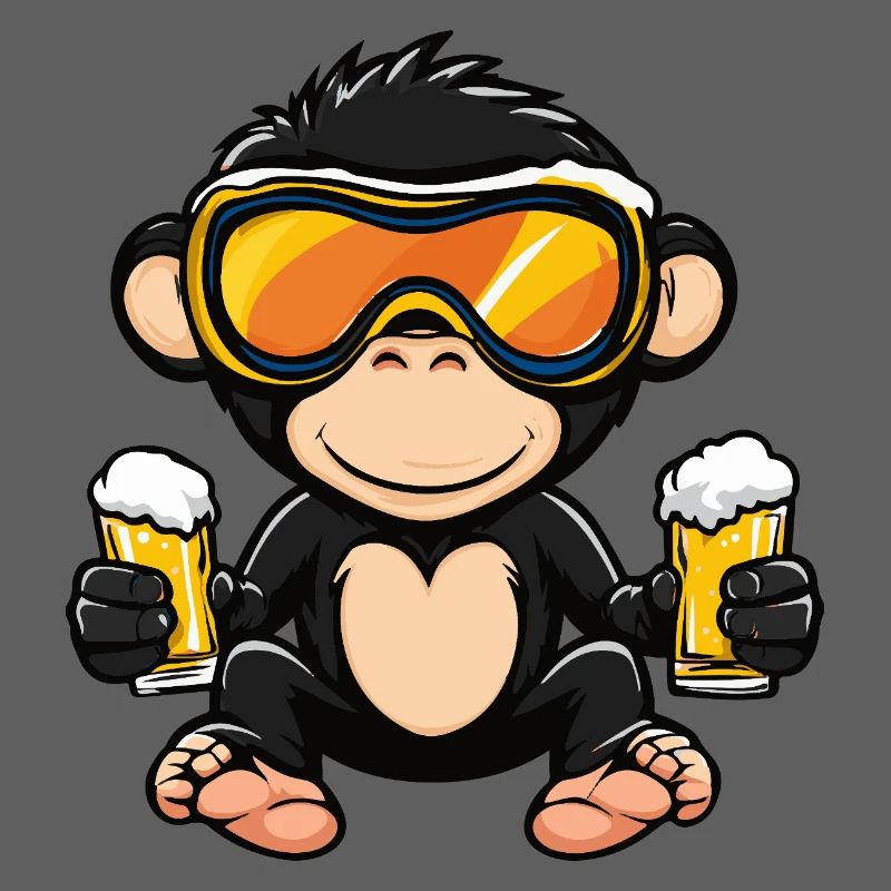 Affe Apres Ski Bier Comic