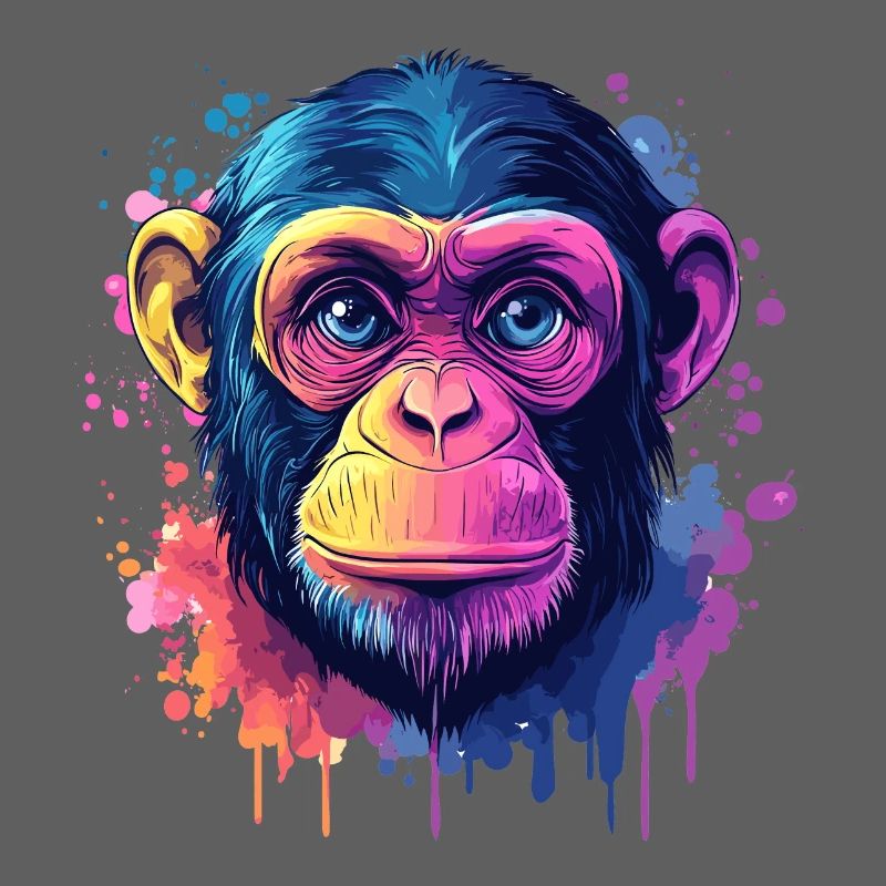 Psychedelic monkey with vibrant colors