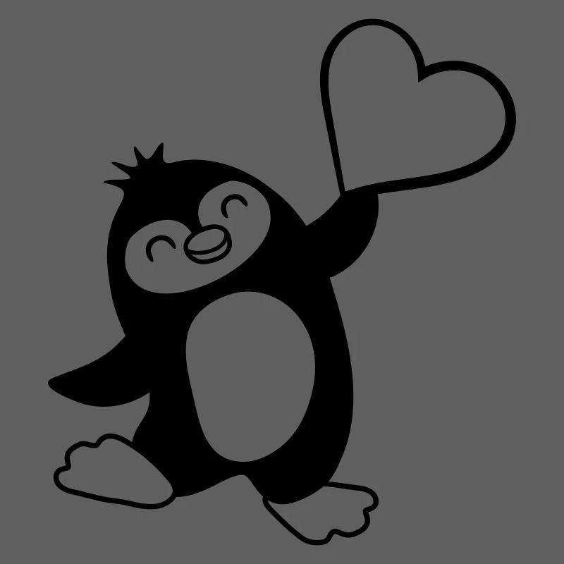Heart-pointing friendly penguin