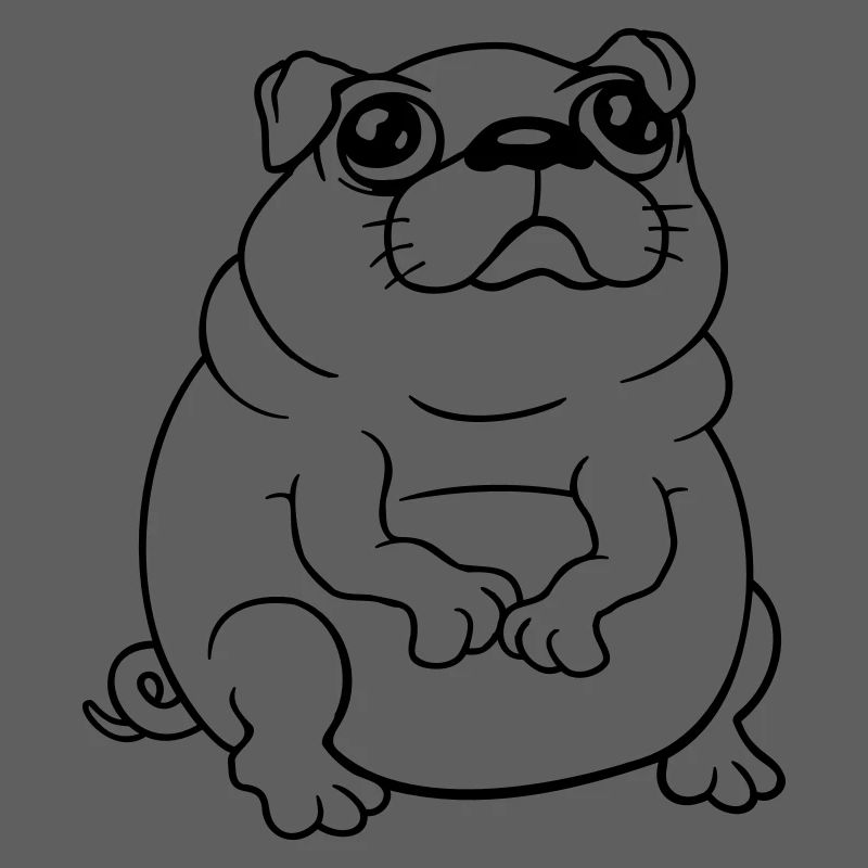 Pug dog sits small begging dick looks sad