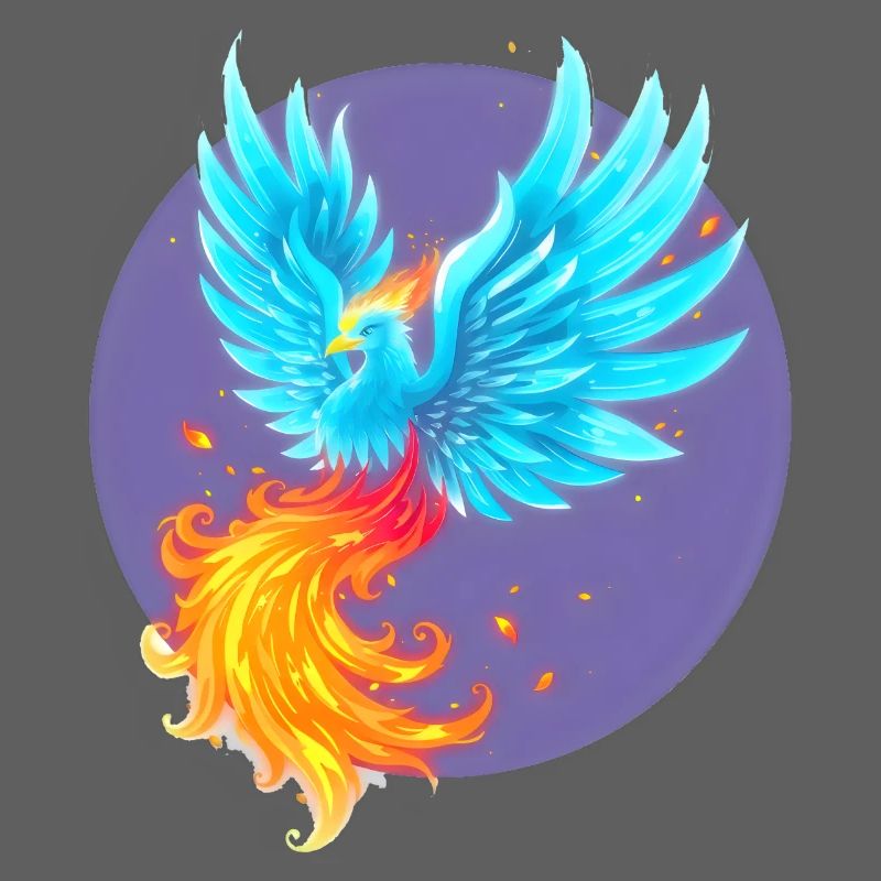 Cool Blue Burning Phoenix