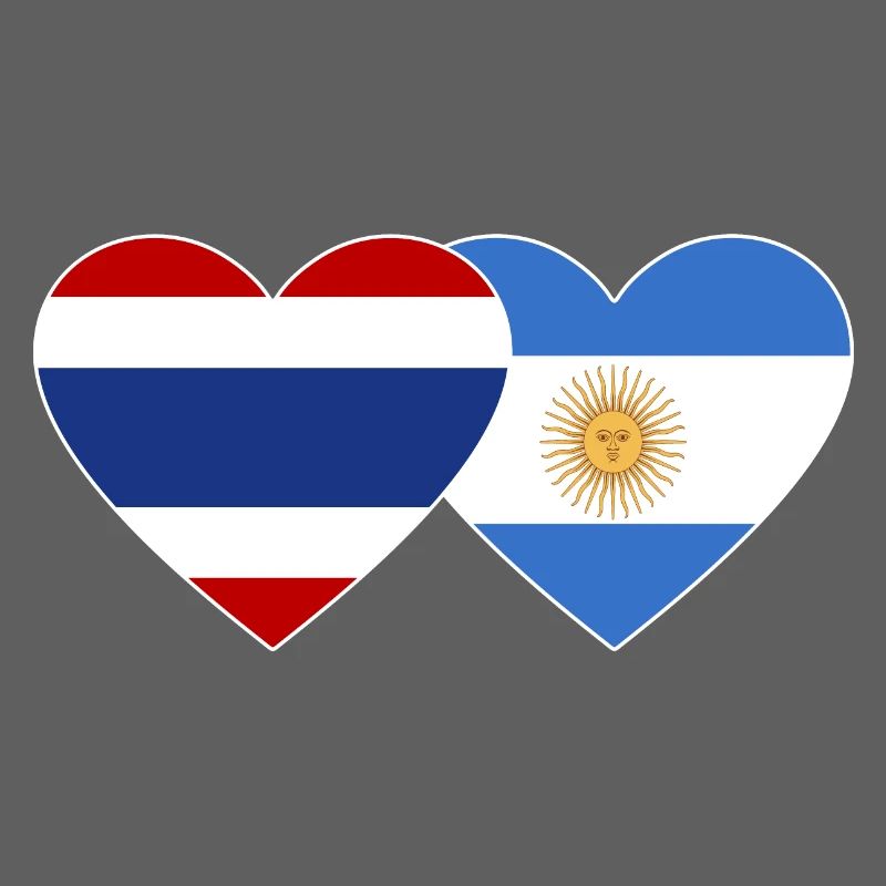 Coeur de drapeau Thaïlande Argentine