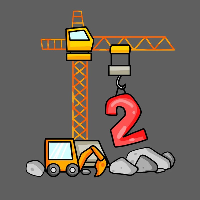 Kinder Geburtstagsshirt Bagger 2 Junge Baustelle 2