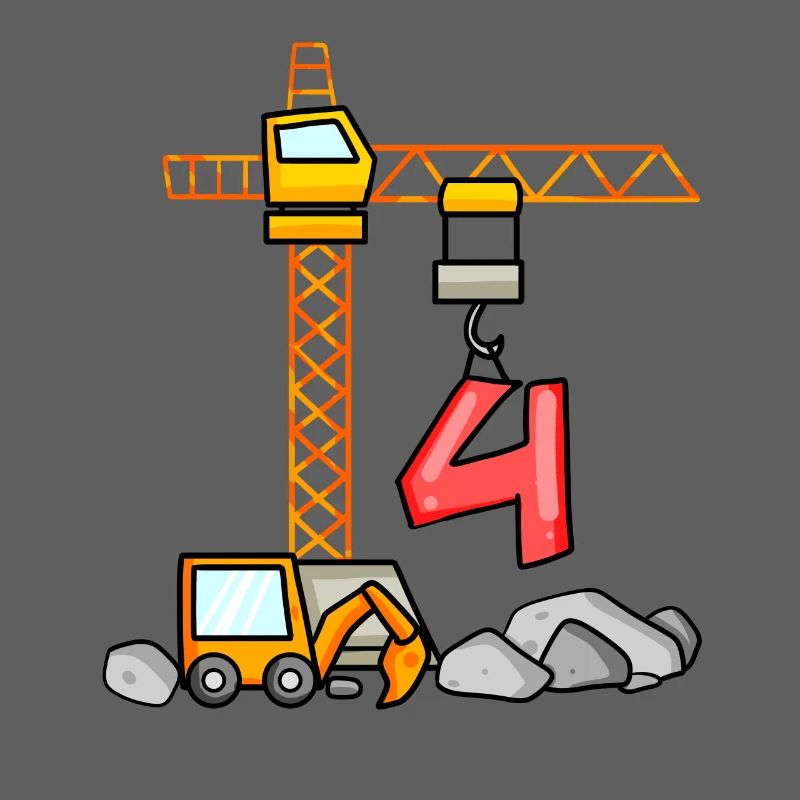 Kinder Geburtstagsshirt Bagger 4 Junge Baustelle 4