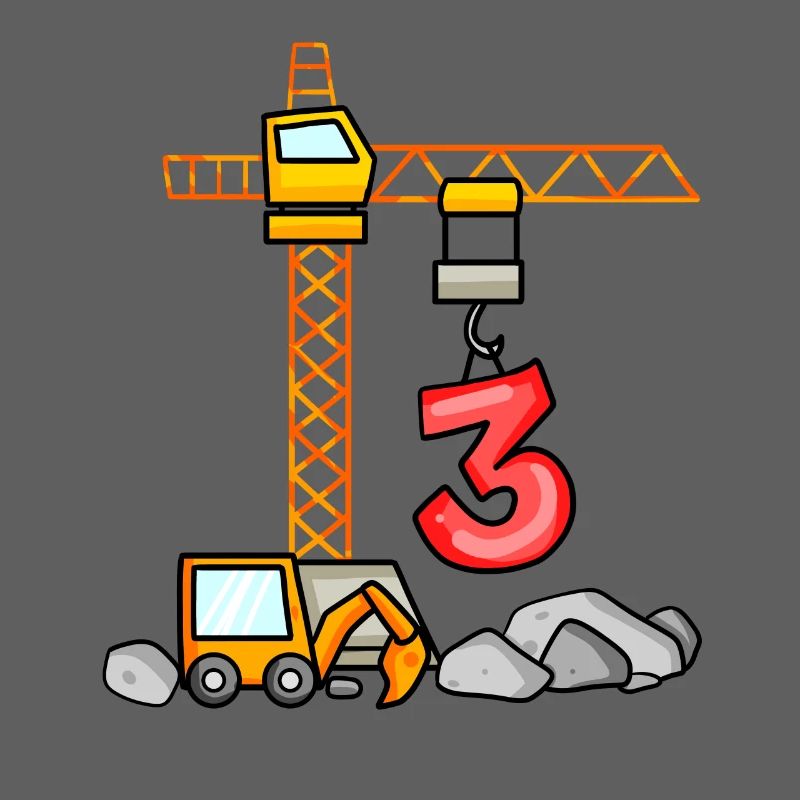 Kinder Geburtstagsshirt Bagger 3 Junge Baustelle 3