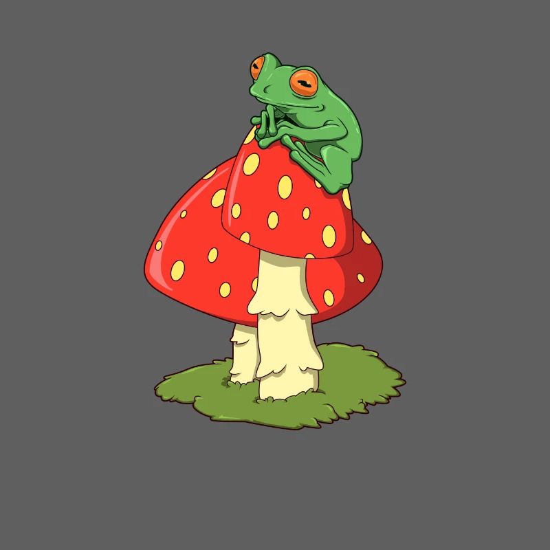 Cottagecore Aestethic - Frog on fly agaric