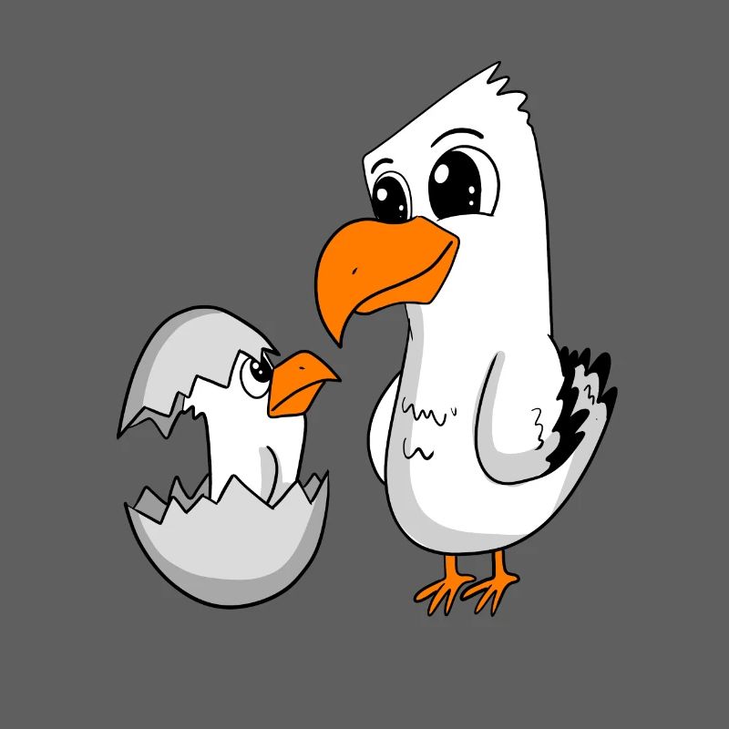 Mouette avec bébé Mouette