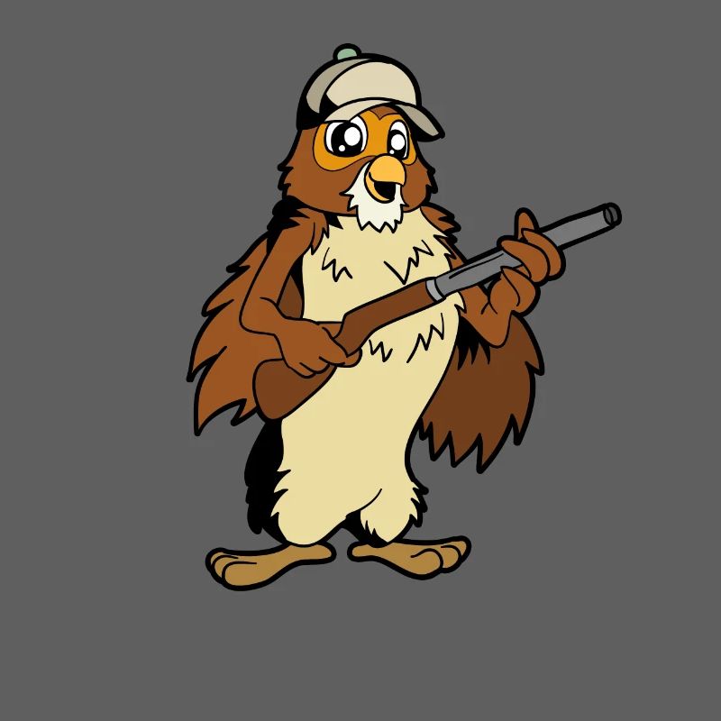Eule mit Gewehr - Jäger