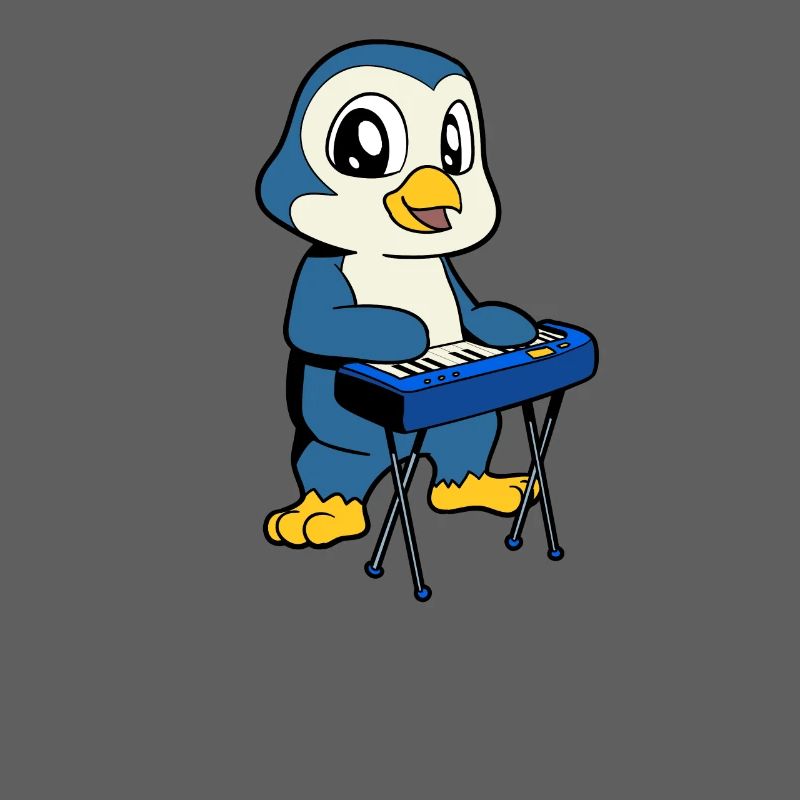 Comic Penguin joue du clavier