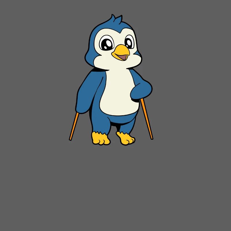 Nordic Walking Comic Pinguin