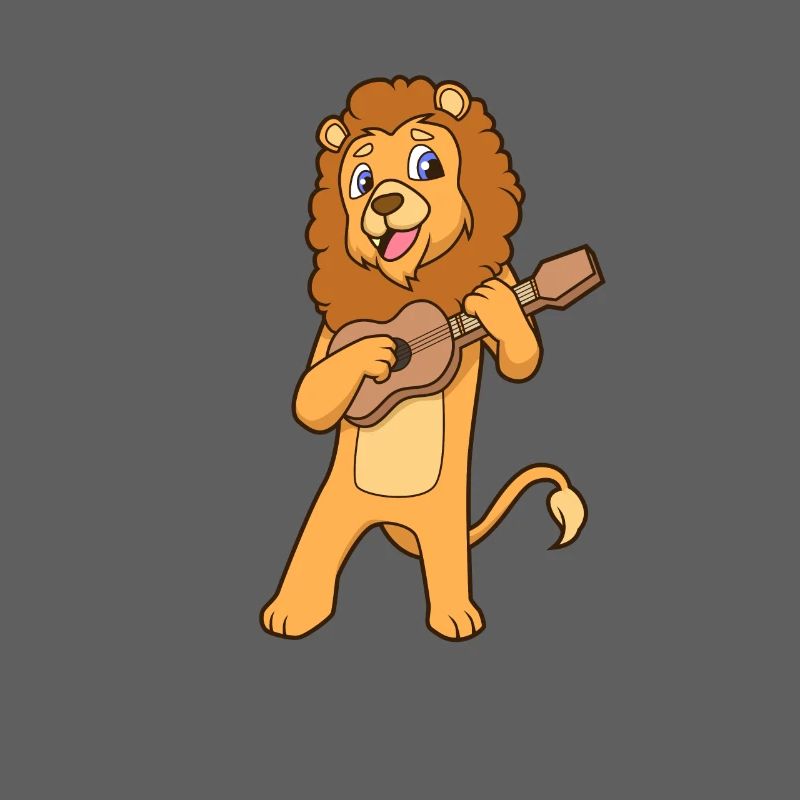 Comic Löwe spielt Ukulele