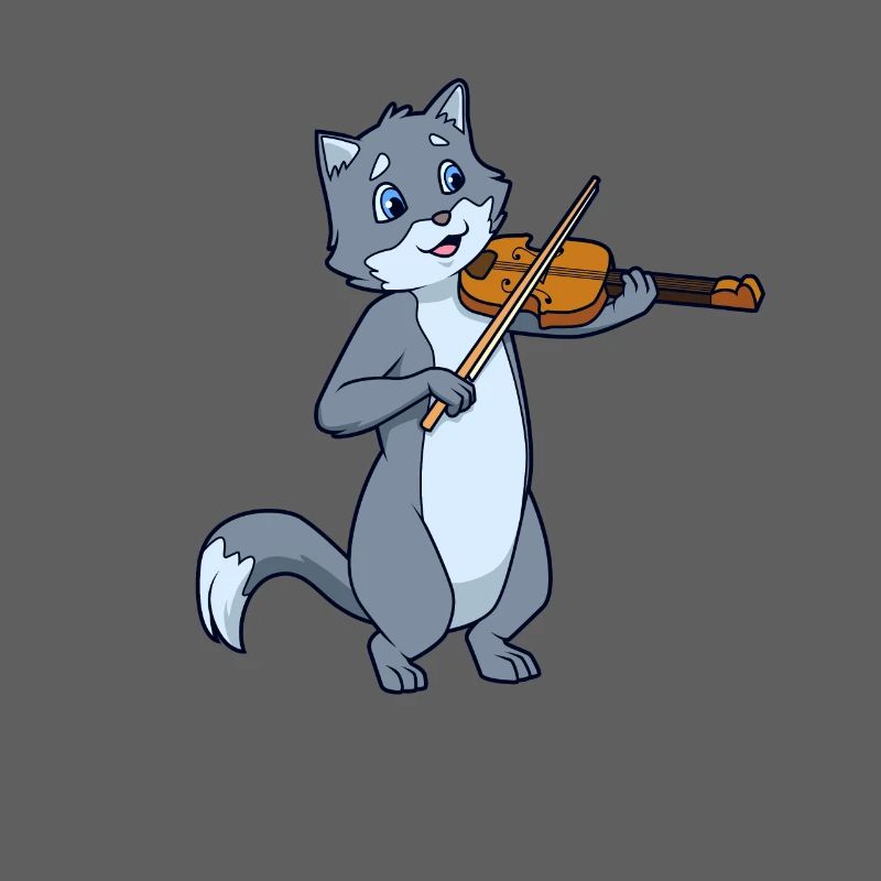 Comic Cat Plays Violin