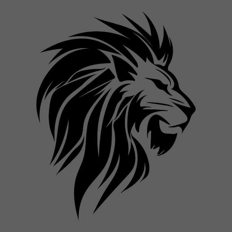 Evil Lion Head Tattoo Style Elegant Mane