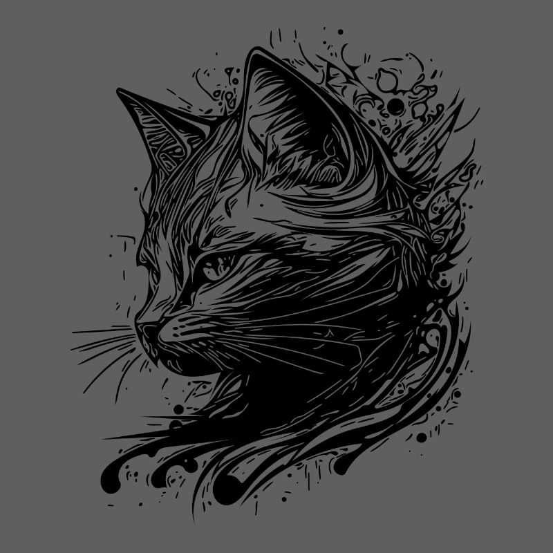 Petit chat mignon dans le style de tatouage Nature Splash