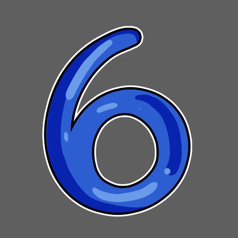 Number 6 Number Dark Blue