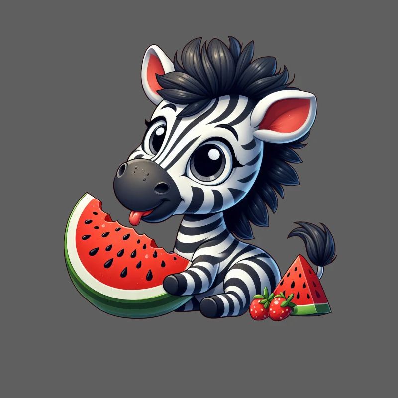 Zèbre avec pastèque fruité drôle