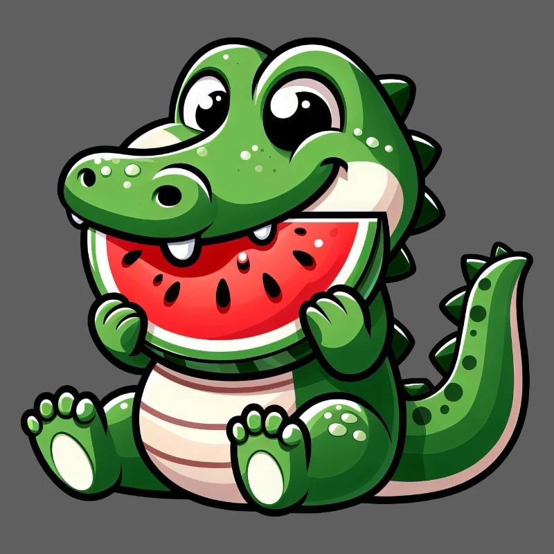 Crocodile avec pastèque fruité mignon