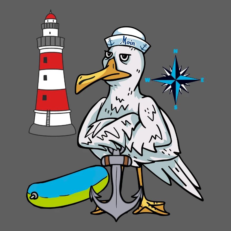 Möwe Möwen Leuchtturm Kompass Seefahrer Ahoi