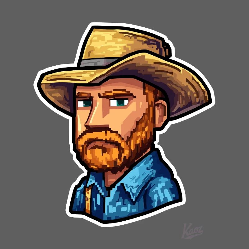 Van Funny Gogh: Pixel Painter Vincent with Hat